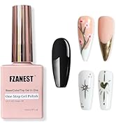FZANEST Black Gel Polish Top Base Coat for Chrome Nail Powder, Hema-Free 3 in 1 One Step Gel Nail...