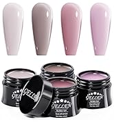 Gellen Builder Nail Gel Kit - 4 Colors Nail Extension Gel Set Nude Gray Brown Purple Hard Gel Bui...