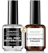 Morovan Nail Primer and Dehydrator for Acrylic Nails, Professional 2 Pcs No Burn Fast Air Dry Nai...
