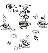 SUPERDANT 10Pcs Coffee Time Wall Sticker Mocha Latte Java Butterfly Wall Decor Black Peel and Sti...