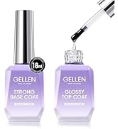Gellen Gel Top Coat and Base Coat 2 Pcs 18ml Superior Base Coat Top Coat Set No Wipe Soak Off Ult...
