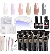 Mobray Poly Nail Extension Gel Kit Starter-6 Colors Skin tone nude brown series Builder nail Gel ...