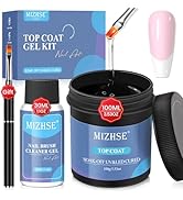MIZHSE 100ML No Wipe Gel Top Coat - High Gloss Shine Finish Long Lasting Top Coat Nail Polish, Su...