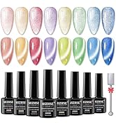 MIZHSE Cat Eye Gel Polish Set: 8 Colors Smoothie Magnetic Gel Nail Polish Kit with Magnet Stick, ...