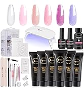 Mobray Poly Nail Extension Gel Kit Starter-6 Colors Glitter Pink Purple Series Fine sparkling Bui...