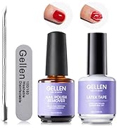 Gellen Gel Polish Remover Kit, Gel Nail Polish Remover with Latex Tape Peel Off Liquid and Manicu...