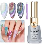 MIZHSE Cat Eye Gel Nail Polish Rainbow Cat Eye Holographic Glitter 9D Cateye Soak Off U V LED Gel...