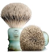 Lather & Wood Shaving Brush for Men- Premium 100% Badger Hair - High End Blue Agate Resin Handle