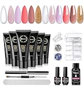 Mobray Poly Nail Extension Gel Kit-6 Colors Clear Purple Nude Pink Brown Glitter Pink Gold Builde...