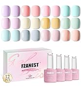 FZANEST Gel Nail Polish Hema Free Set,Pastel Nude Pink Lavender Blue Yellow Gray Color Gel Polish...