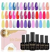Arte Clavo 20 Colors Rainbow Collection Summer Color Gel Green Pink Blue Purple Glitter Nude Mani...
