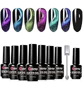 Mobray 9Pcs 3D Cat Eye Gel Nail Polish Set,Cateye Gel Polish Use for Professional Salon Kit,Unive...