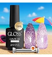 GLOSS Cat Eye Gel Nail Polish | Pink 15ml Hema-Free Soak Off UV Gel, Purple Magnetic Nail Polish,...