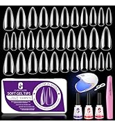 Clara Colors Gel Nail Tips, 550Pcs Medium Square Soft Gel Nail Tips 11 Sizes Pre-shape Profession...
