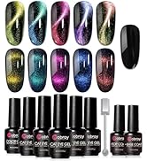 Mobray 9Pcs 9D Cat Eye Gel Nail Polish Set,Cateye Gel Polish Use for Professional Salon Kit,Unive...