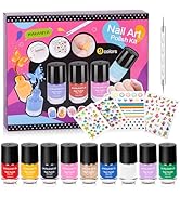 Kids Nail Polish - Quick Dry Mini Nail Polish Set for Girls with Gems Stickers, 9 Colors Nail Pol...