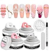 MIZHSE Solid Builder Gel, Nail Sculpture Gel Non-Sticky 4 Colors Nude Clear White Pink Hard Build...