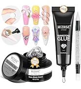 MIZHSE 30g Solid Builder Gel For Nails and 15g Rhinestone Glue for Nails, Clear Nail Builder Gel ...