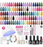 Beetles Gel Nail Polish Kit with U V Light, 68 Pcs Gel Nail Kit 35 Colors Emotional Spectrum with...
