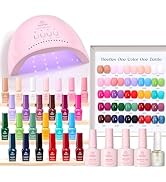 Beetles Gel Nail Polish Kit with U V Light - 25 Colors Valentines Gel Polish Set 51 Pcs Imprints ...