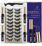 3D Magnetic Eyelashes with Eyeliner Kit - SevenCrown Magnetic Lashes Natural Looking with Upgrade...