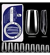 Clara Colors Nail Tips-Soft Gel Full Cover Nails, Clear Acrylic Nail Tips, Medium Square Nail Tip...