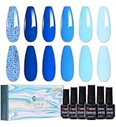 Mobray Gel Nail Polish Set, Blue Gel Polish UV Long Lasting Nail Polish Gel, Dark Royal Blue and ...