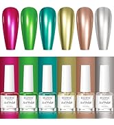 MIZHSE Chrome Nail Polish Set: 6 Colors Mirror Nail Polish for Nail Art, Silver Gold Green Mirror...