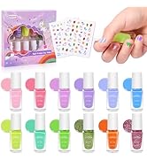 wakaniya Kids Nail Polish Set for Girls 12 Candy Colors Mini Nail Polish Kit, Non-Toxic Water-Bas...