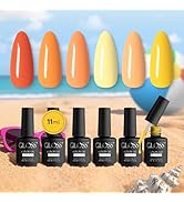GLOSS HEMA Free Gel Polish Set | 6 Pcs Yellow Gel Nail Polish with Burnt Sienna, Banana, Canary, ...