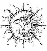 SUPERDANT PVC Wall Sticker Half Moon Half Sun Overlapping Human Face Pattern Vinyl Wall Decals Ro...