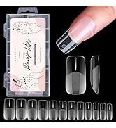 Makartt Medium Square Fake Nail Tips: 120pcs Clear Full Cover Half Matte Soft Gel Pre-shape Acryl...