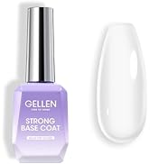 Gellen Clear Builder Rubber Base Gel Polish, 18ml Clear Sheer Base Gel for Nails 3 in 1 Nail Stre...