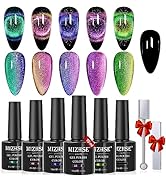 MIZHSE 9D Cat Eye Gel Nail Polish, Magnetic Cat Eye Gel Polish Set, 10ml*6 with 2 Magnets, Classi...