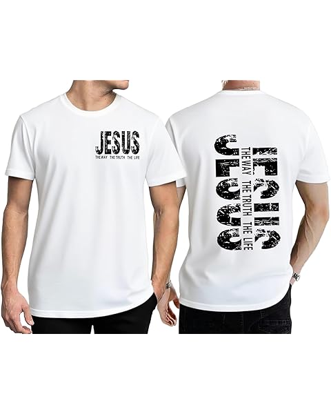 Christian Shirts for Men Faith Jesus Religious Vintage Graphic Tshirts Funny Bible ...