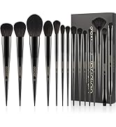 Docolor Makeup Brushes 15Pcs Obsidian Makeup Brush Set Premium Synthetic Powder Kabuki Foundation...