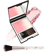 Blush Powder for Cheeks,Gradual Shimmer Pink Blusher Palette with Brush,Lightweight Buildable Col...