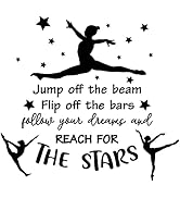 SUPERDANT Gymnastics Quote Wall Stickers Girl's Vinyl Bedroom Wall Decor Motivational Gymnastics ...