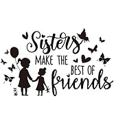SUPERDANT Black & White Wall Decals: Sisters, Friends Wall Stickers with Butterfly Decor for Nurs...
