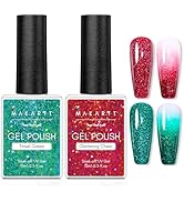 Makartt Christmas Glitter Gel Nail Polish Set - 2 Pcs 15ml Shimmer Gel, UV Soak Off for Nail Art ...