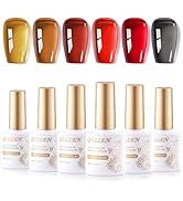 Gellen Jelly Gel Nail Polish,Crystal Transparent Gel Polish Black Red Hot Pink Brown Colors Sheer...