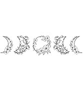 SUPERDANT Moon Phase Wall Decor Flowers Vine Wall Stickers Moon Shape Peel and Stick Art Decor DI...