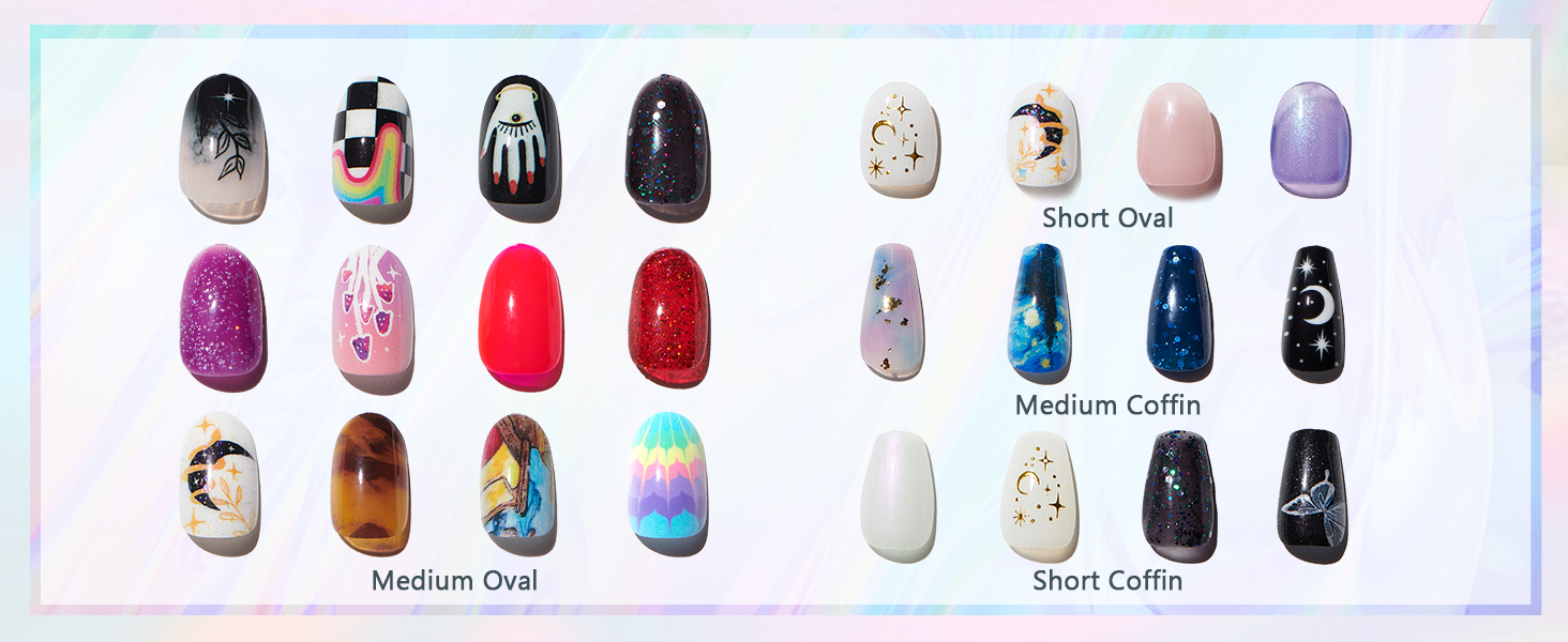 Oval stick on nails,coffin press on nails