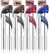 Colored Mascara Set, Black Brown Burgundy Blue Waterproof Liquid Curling Colorful Mascara for Eye...