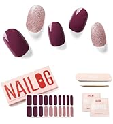 NAILOG Semi Cured Gel Nail Strips (20 Extra Long Stickers/Wraps) | Buy 2 Get 1 UV Lamp| Glossy & ...
