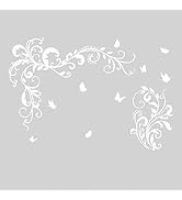 SUPERDANT White Vines Butterfly Wall Decals Vinyl Flowers Wall Stickers Floral Vinyl Murals White...