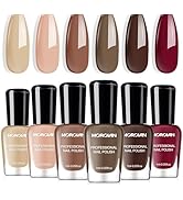 Morovan Brown Nail Polish Set: Fall Winter Nude Nail Polish Kit Regular Air Quick Dry Fingernail ...