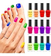 GELLEN Bright Neon Nail Polish Set, Quick Air Dry Regular Nail Polish Vibrant Rainbow 12 Colors S...
