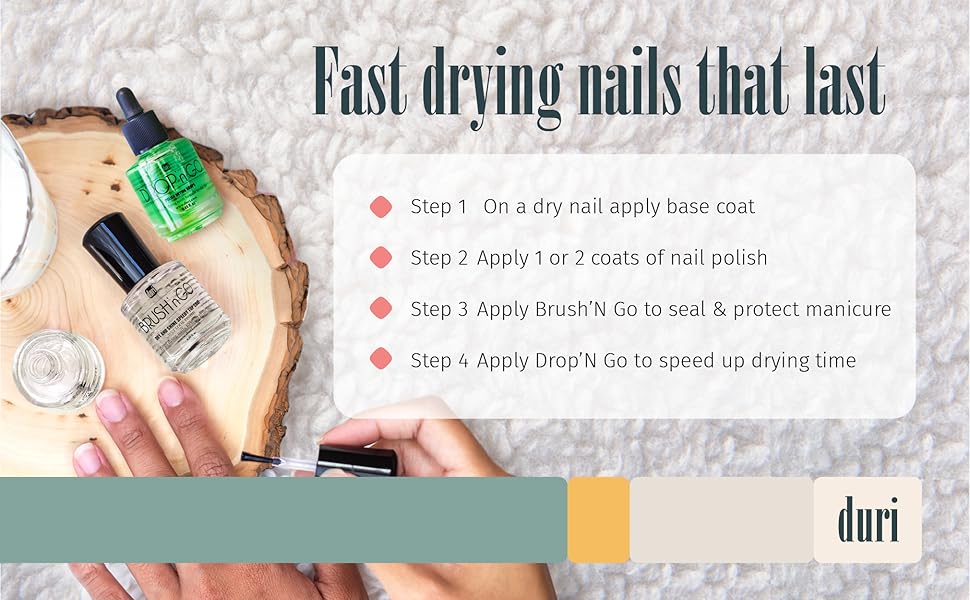 Duri, fast drying nail polish, top coat nail polish quick dry