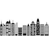 SUPERDANT Cityscape Wall Stickers City Buildings Silhouettes PVC Wall Art Decals Home Theme Vinyl...